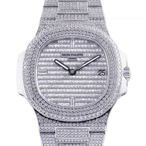 iced out white gold patek philippe nautilus 5719 1g-001|Iced Out Patek Philippe Watches .